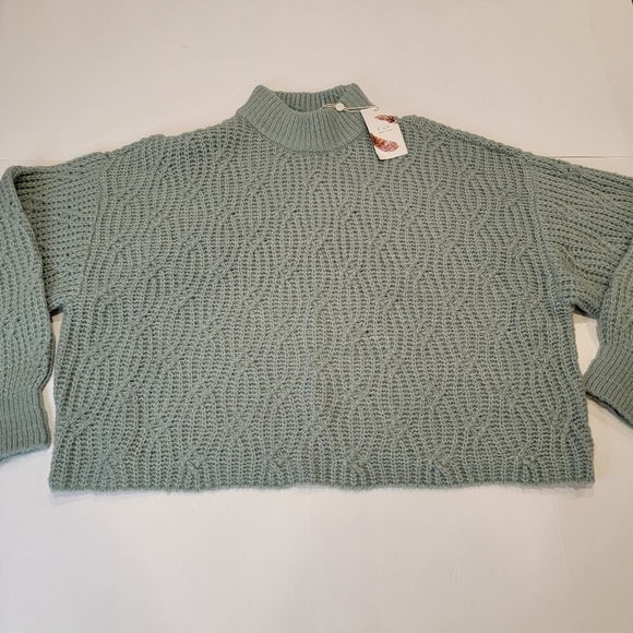 Chelsea & Violet Mock Neck Balloon Sleeve Cable Knit Sweater Size XXL NWT! - Picture 6 of 17